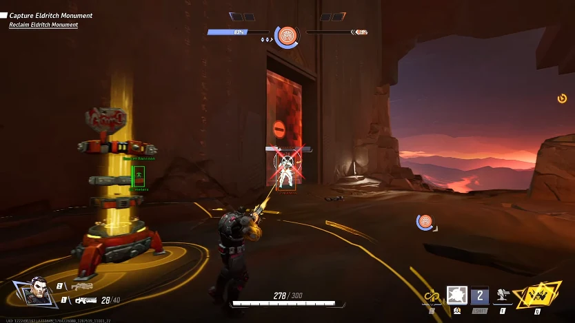 Marvel Rivals Hacks aimbot — target lock with ESP boxes and distance markers on Punisher